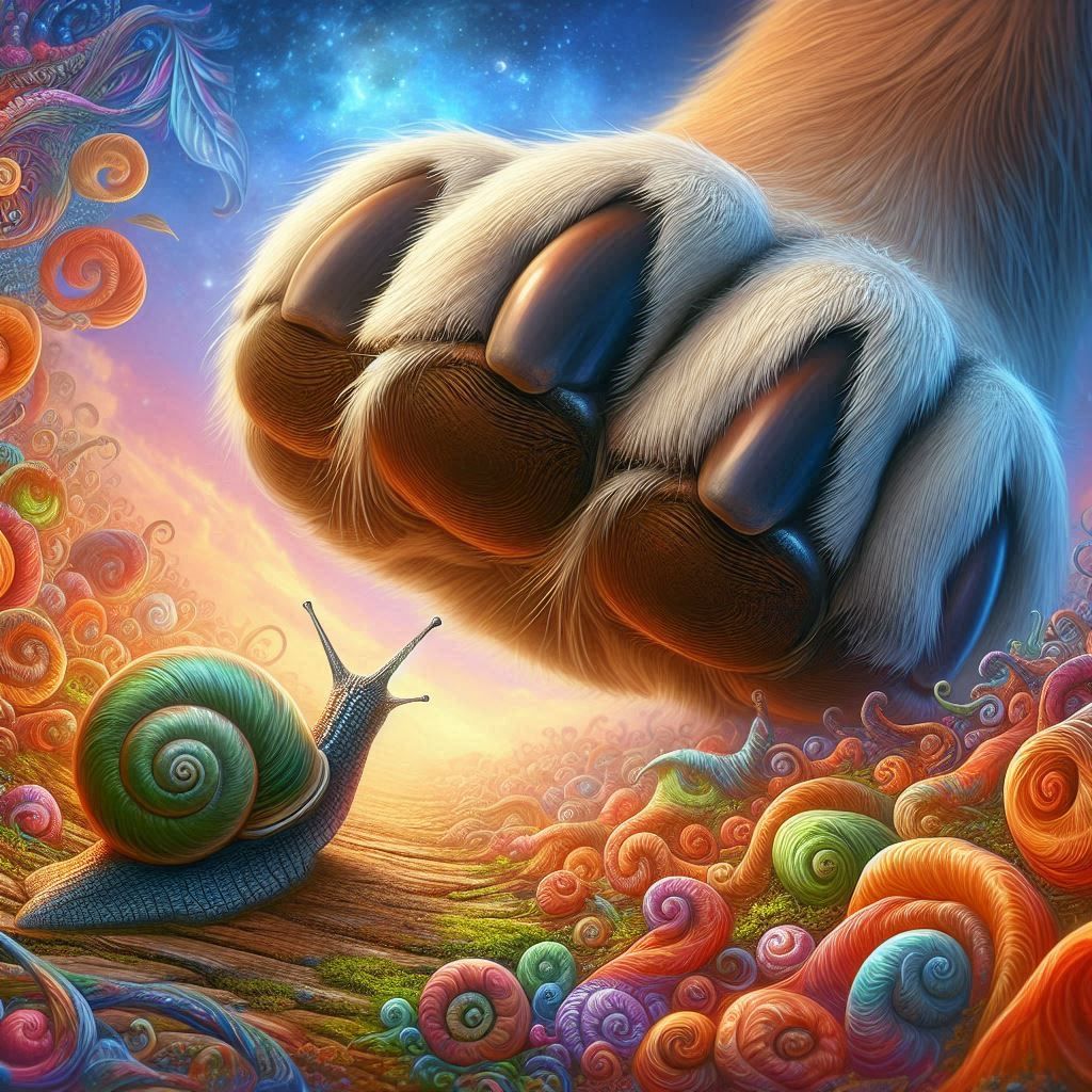 pat, or squish, a snail with a shell