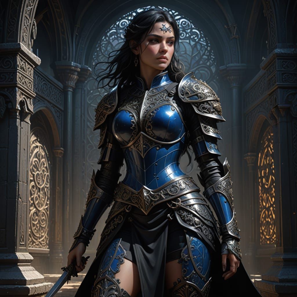 Blued steel gothic and French inspired half-plate