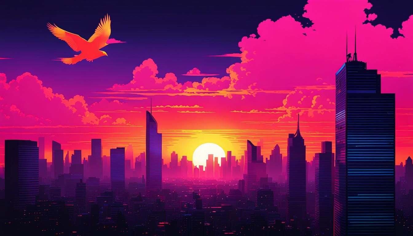 Vaporwave Cityscape  by @Grub