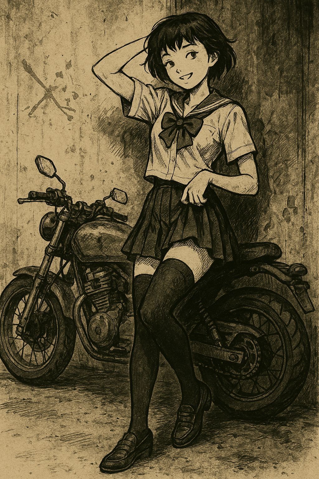 Girly Biker Chick in Exaggerated Pop Art Style