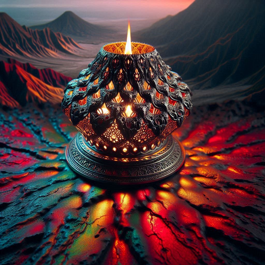 Candles Decorated with Volcano
