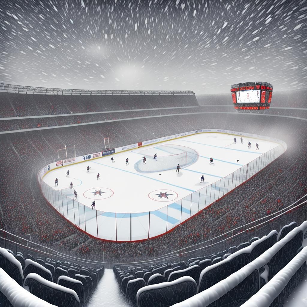 outdoor hockey game in a blizzard AI Generated Artwork NightCafe