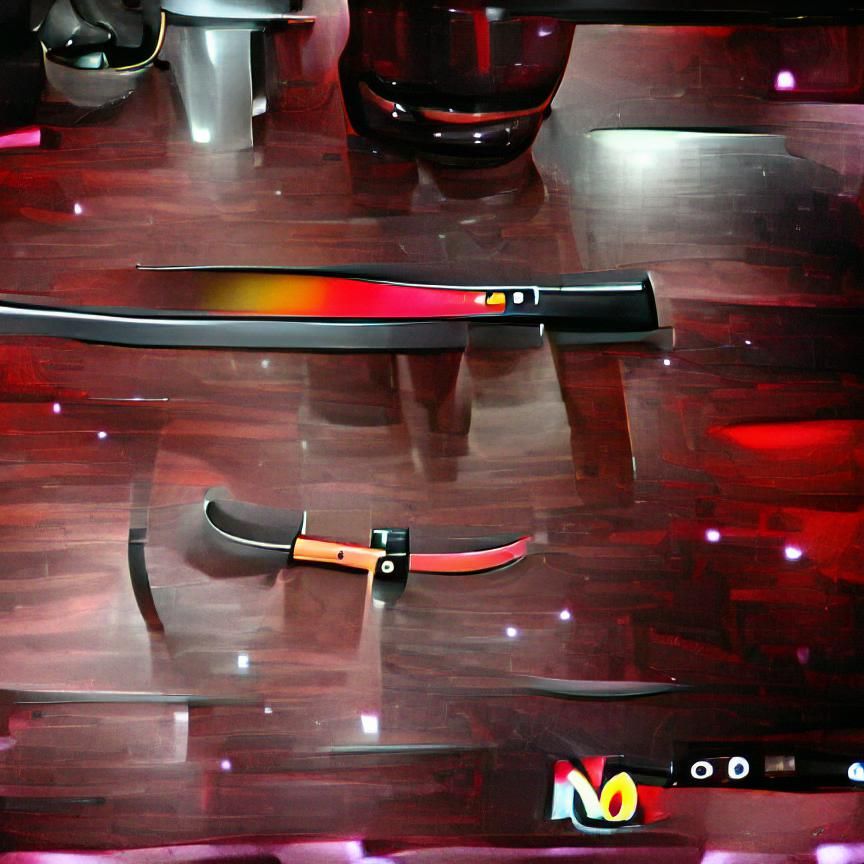 Katana negra con mango rojo HD