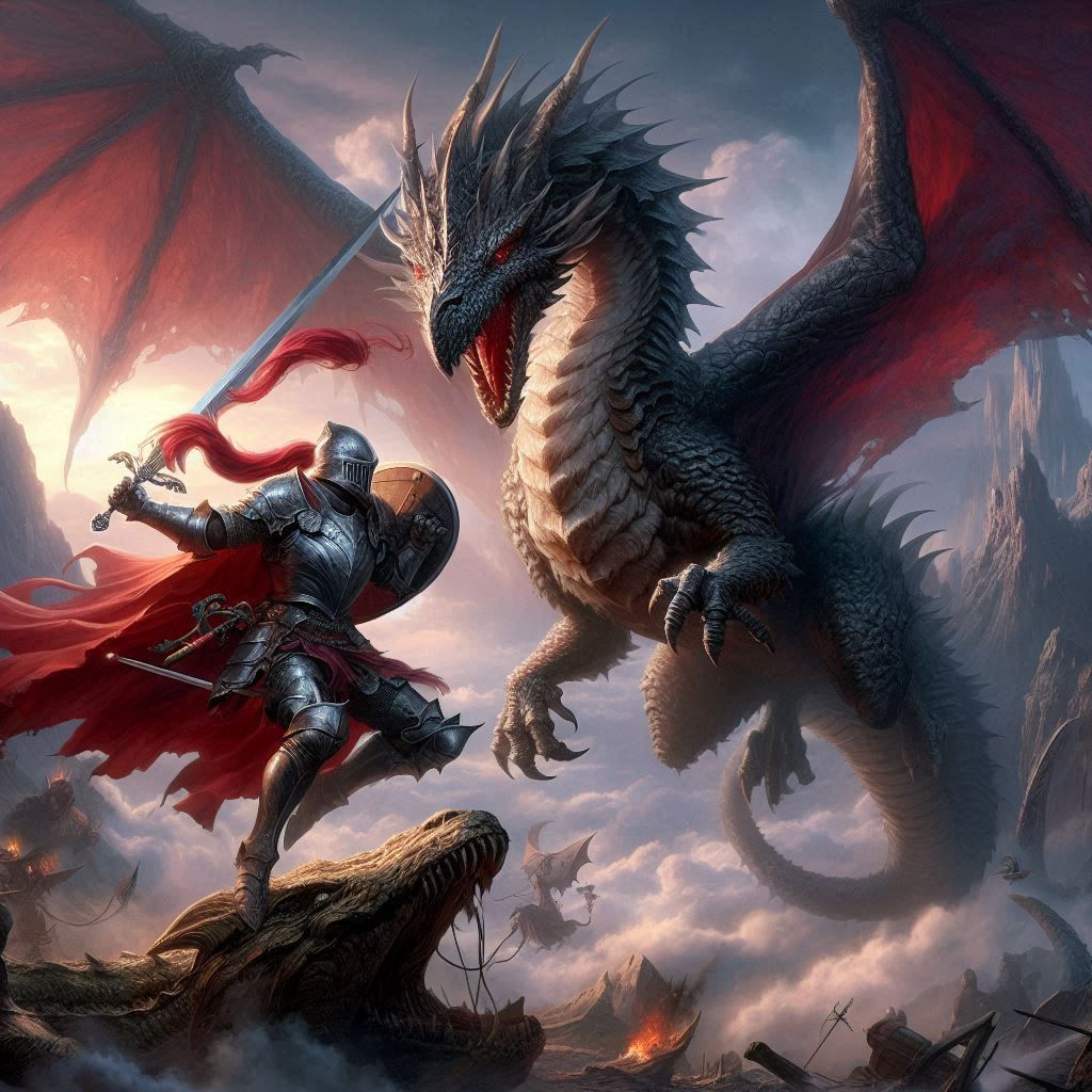 Knight vs. Dragon  by @Queen_Asha