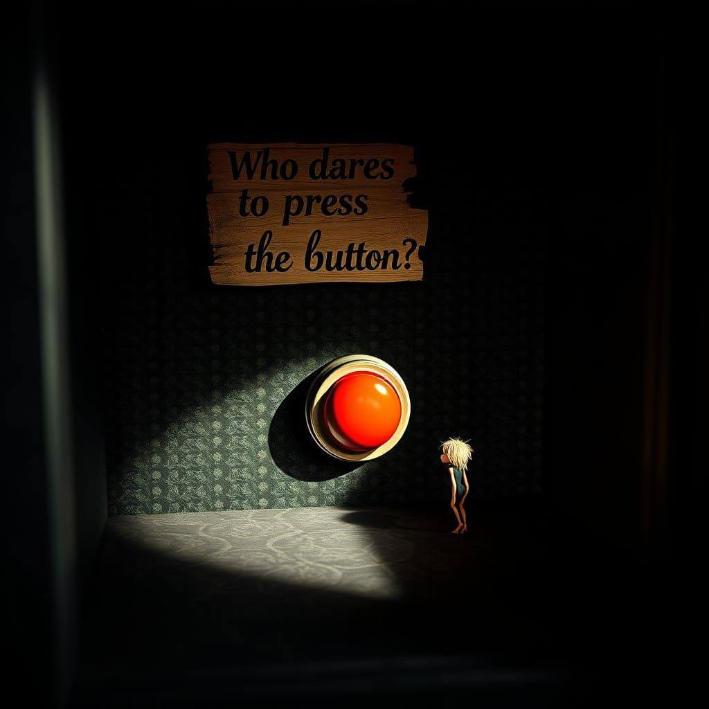 Who dares to press the button?  by @AlruniaAhnArt
