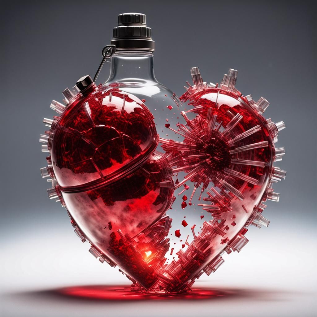 Glass Heart Grenade Explosion: Shattered Art