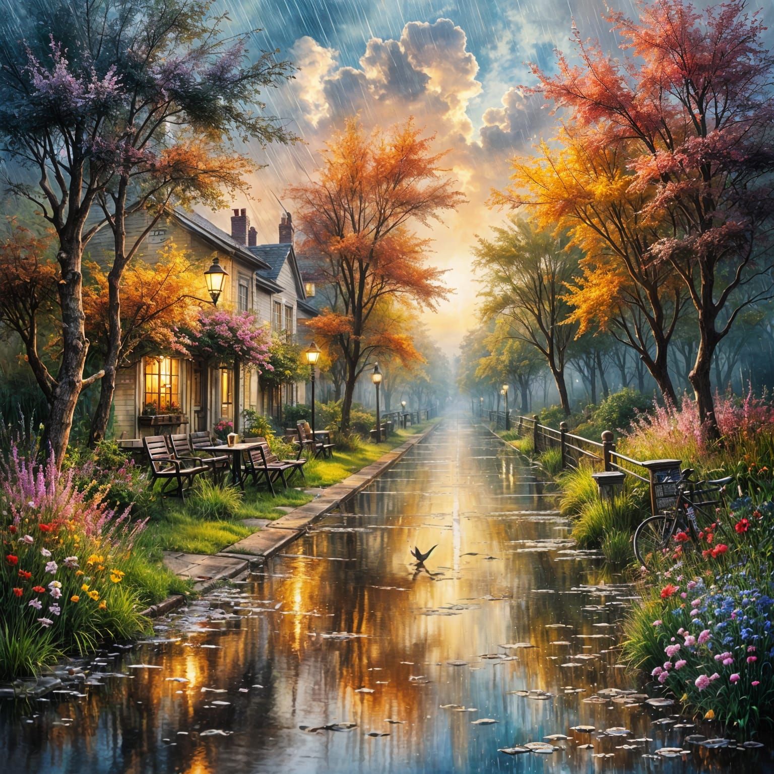 Summer Rain in the neighborhood   by @sunshine33