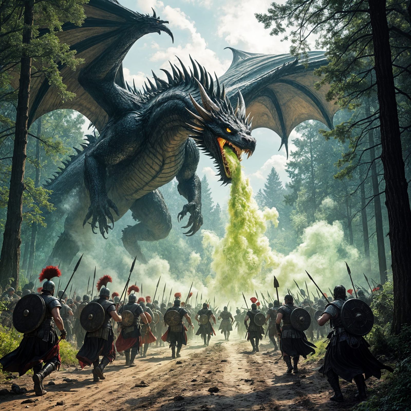 Black Dragon Spewing Acid Breath  by @Cephalopodii