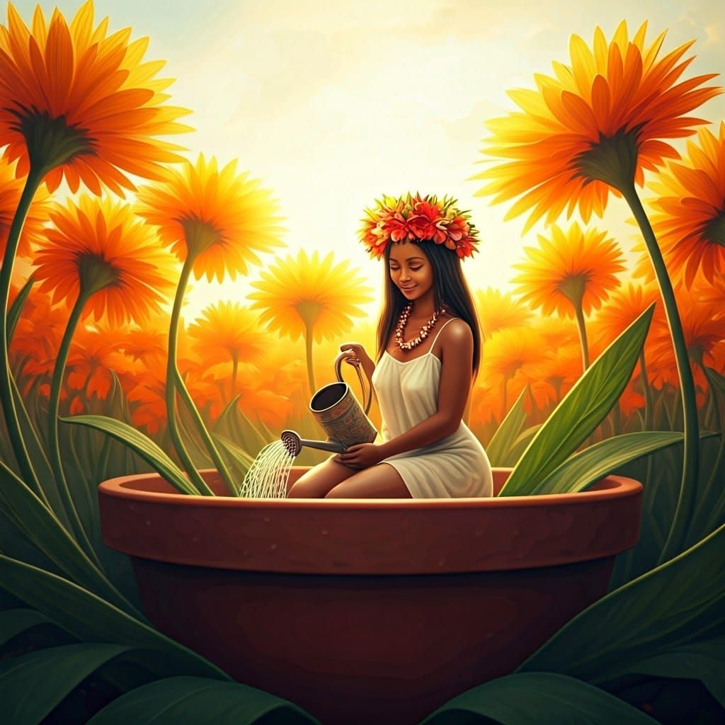 Watering the flowers