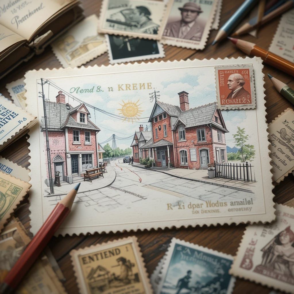 Postcard and Stamps