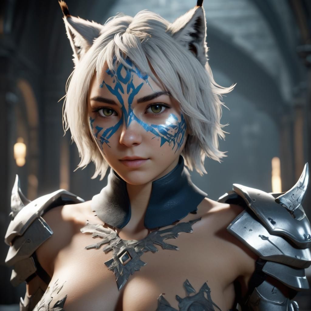 2B and Lynx in 3D Game Cinematic Style
