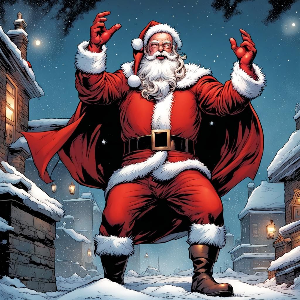 Father Christmas as a superhero