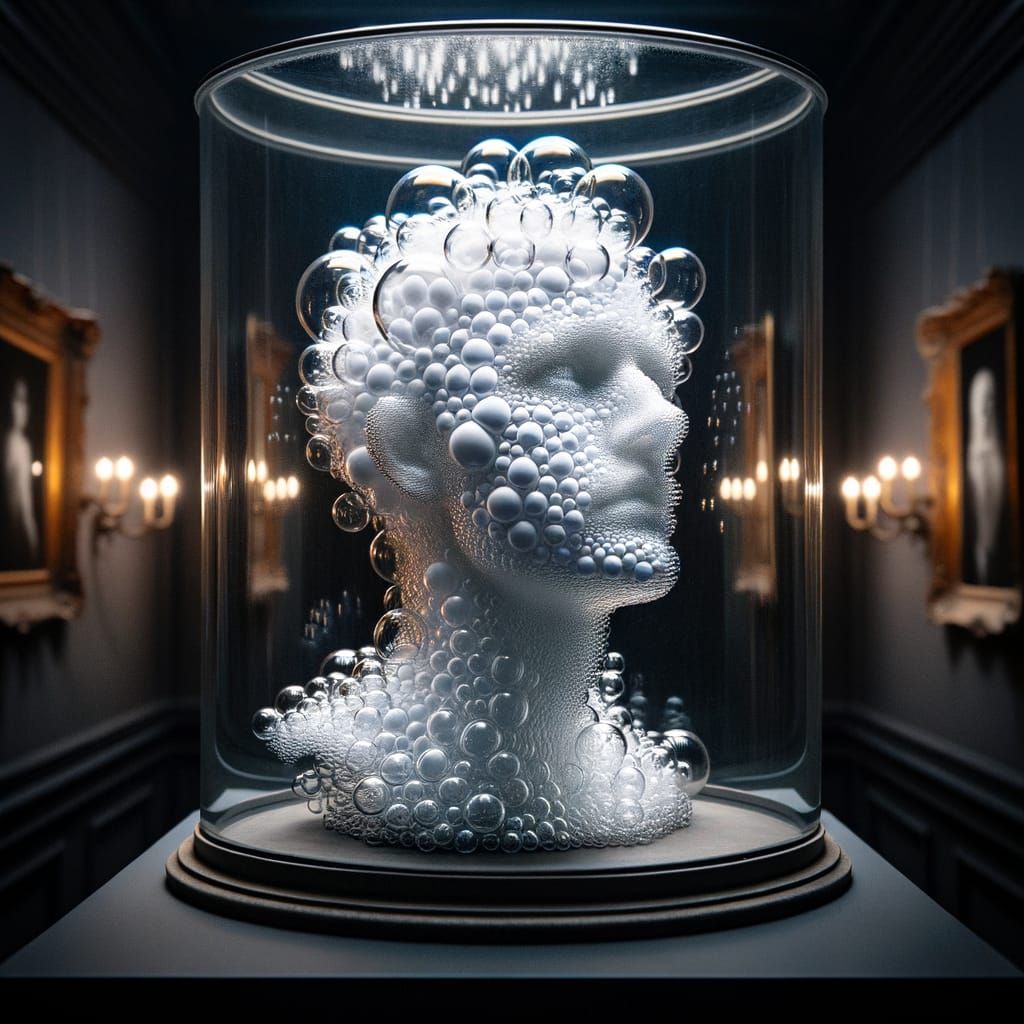 A head completely made out of bubbles 