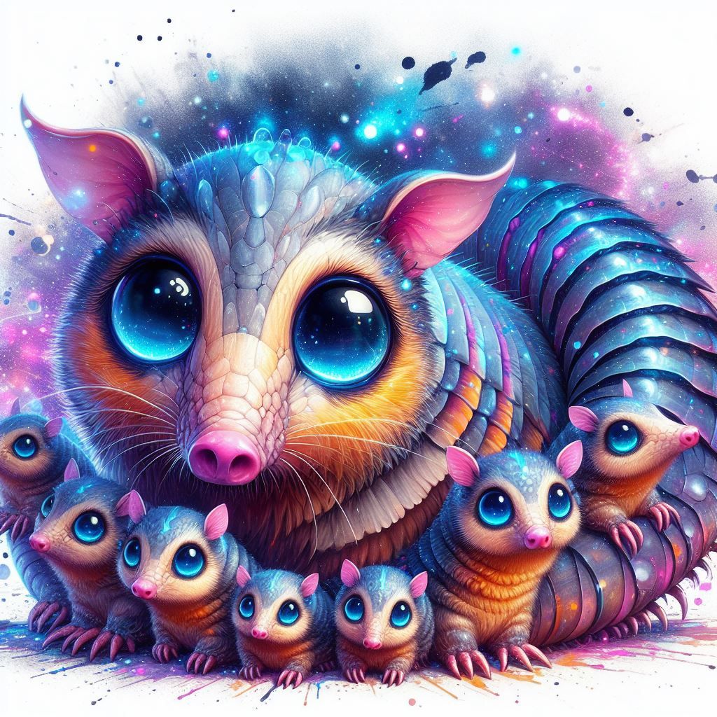 Cute Armadillo creature family