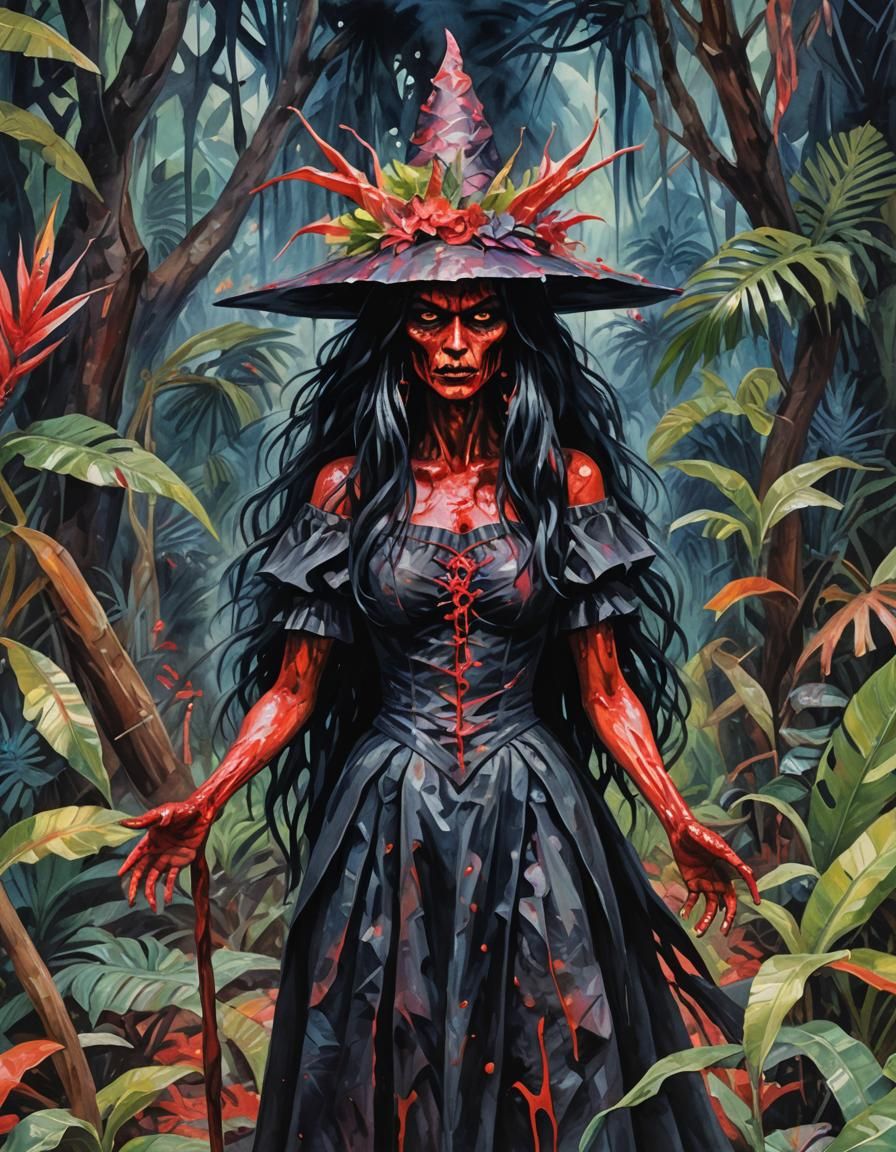 dark tropical horror blood witch