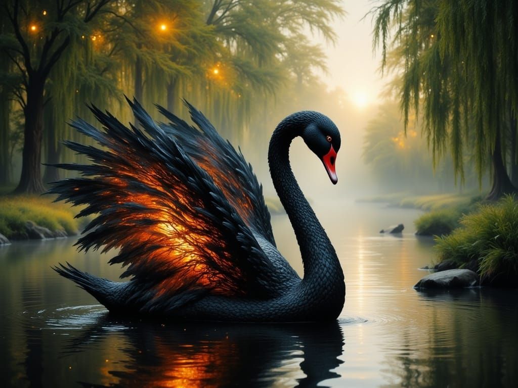 Myth of the Fiery Black Swan  by @lollipea