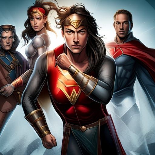 The flash cyborg Superman wonder woman Batman as knights of ...