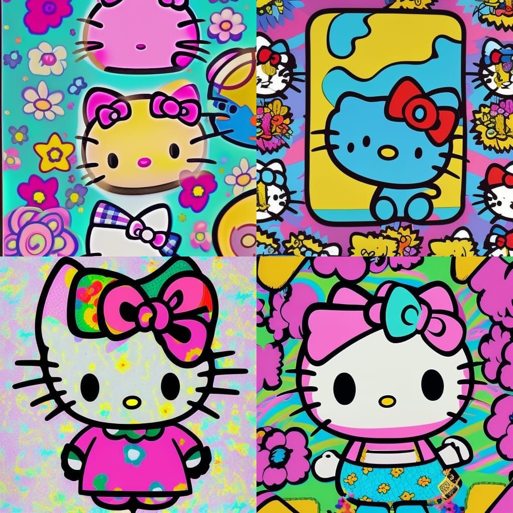 lisa frank style hello kitty - AI Generated Artwork - NightCafe Creator