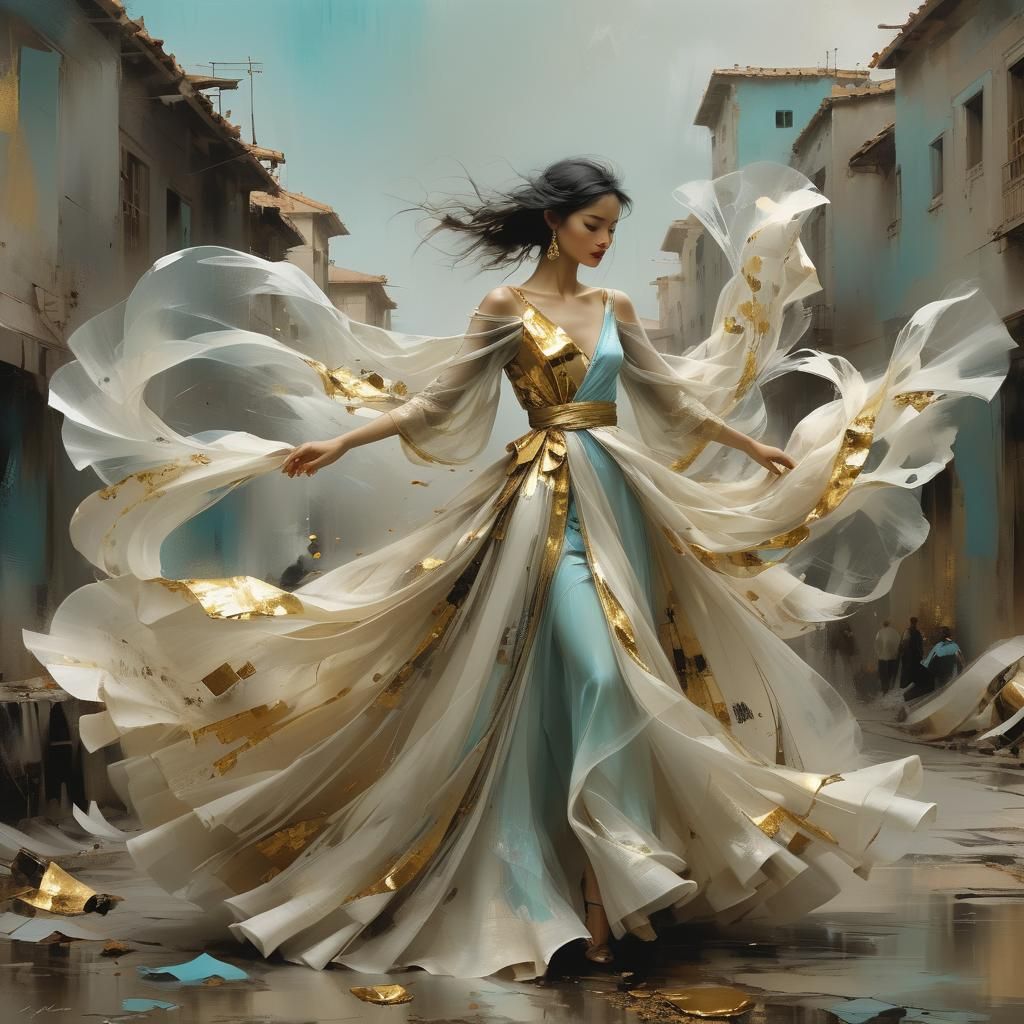 flowing tulle outfits elegantly fluttering in the wind