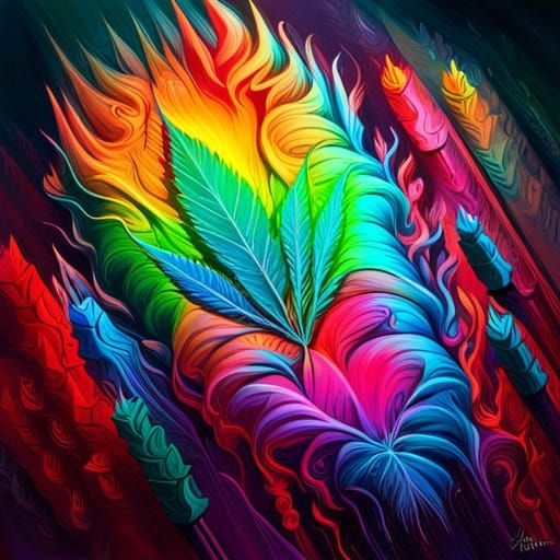 Navajo art cannabis leaf
