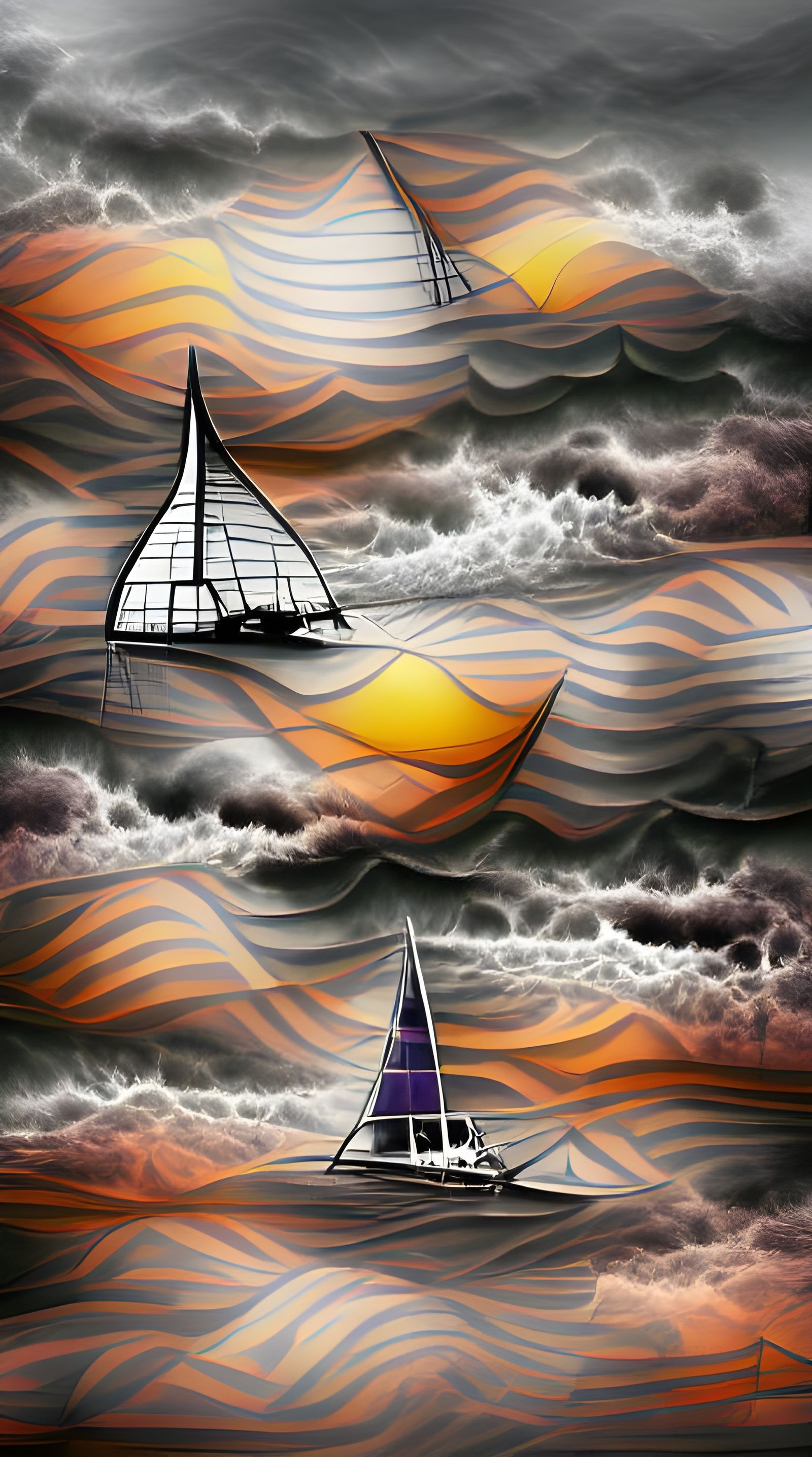 sailboat in the stormy sunrise 2