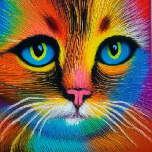 Cat made of multicoloured yarn - AI Generated Artwork - NightCafe Creator