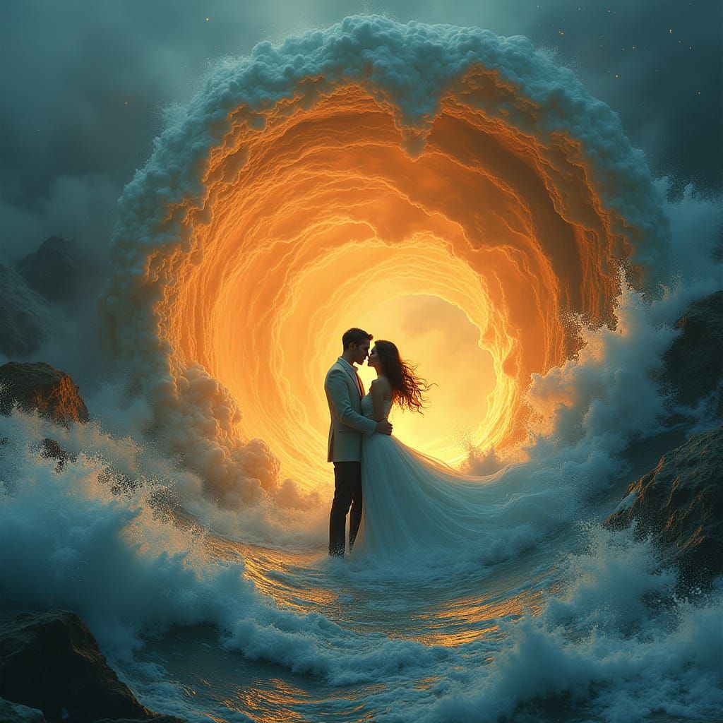 Romance fiction couple in fire and water   by @Simmi