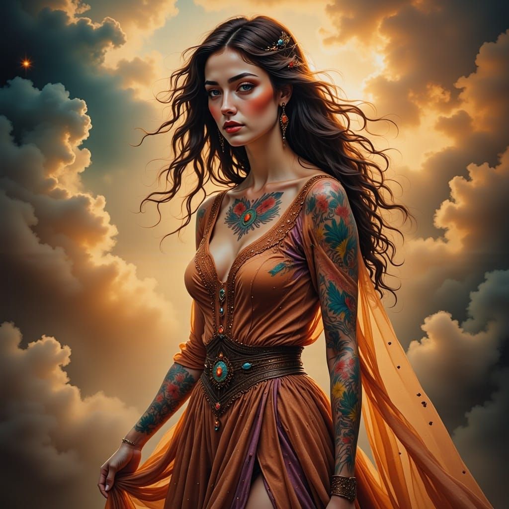 <lora:Pretty Portraits:1.0>  stunning beautiful tattooed lady 
