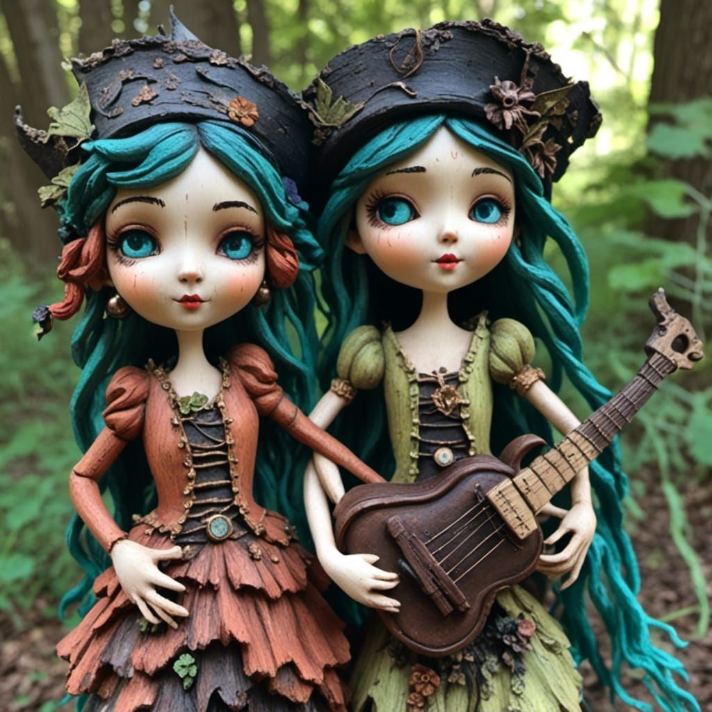 <lora:WoodenUknow:1.0> Fairy elf pirate witchy sisters