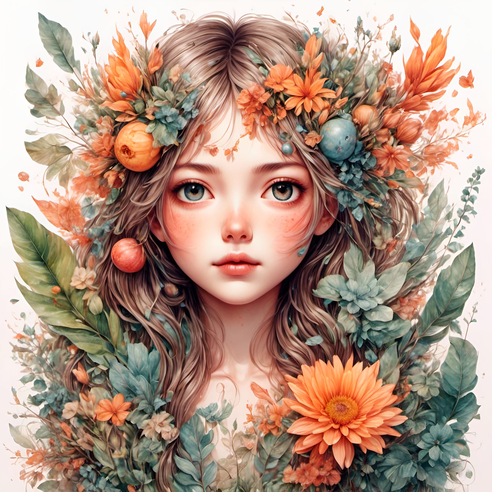 Watercolor Botanical Calendar Art with Layering and Gradient