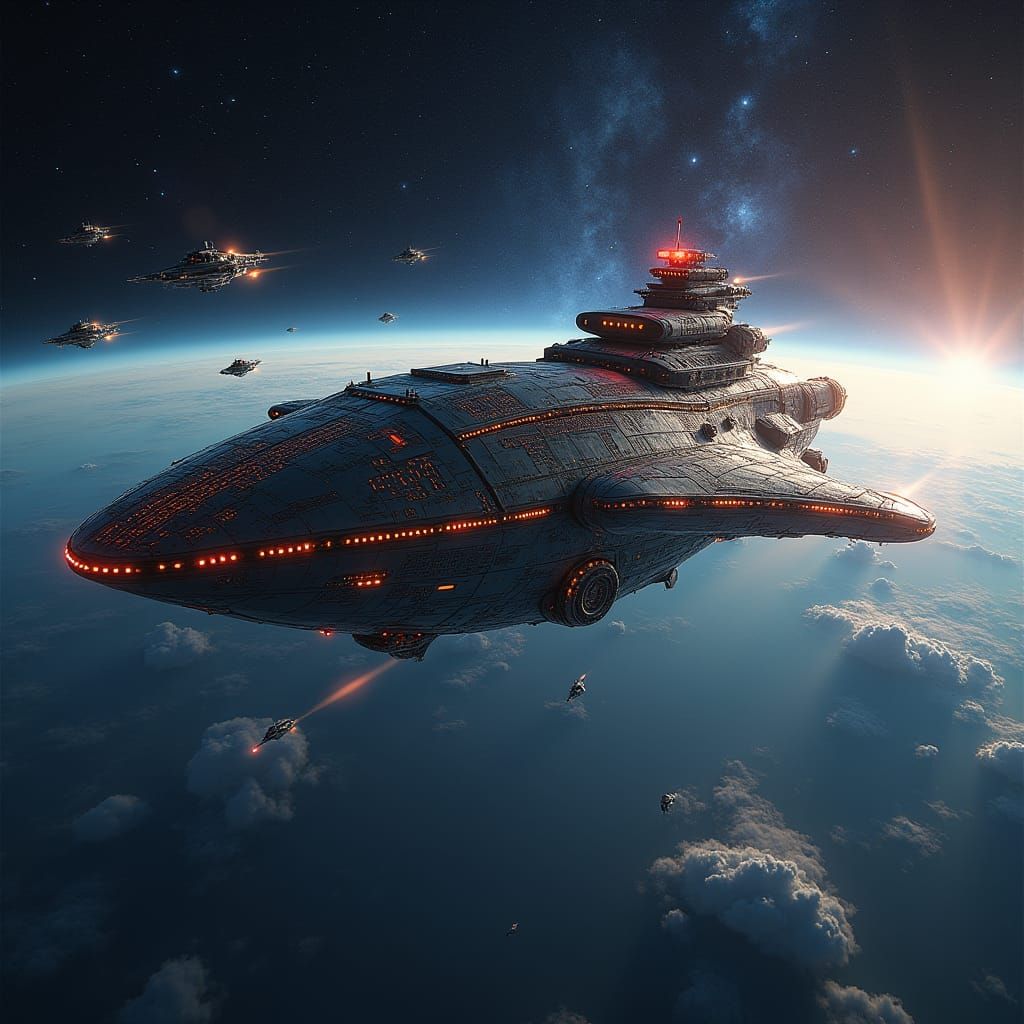 Alien Spaceship Fleet Approaches Earth in Cosmic Display