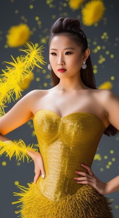 Yellow Crochet Spiderweb CorsetDress