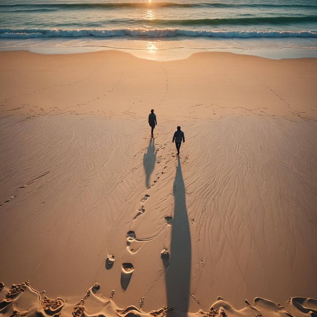 Serenity at Sunset: A Beach Scene in Warm Golden Hour