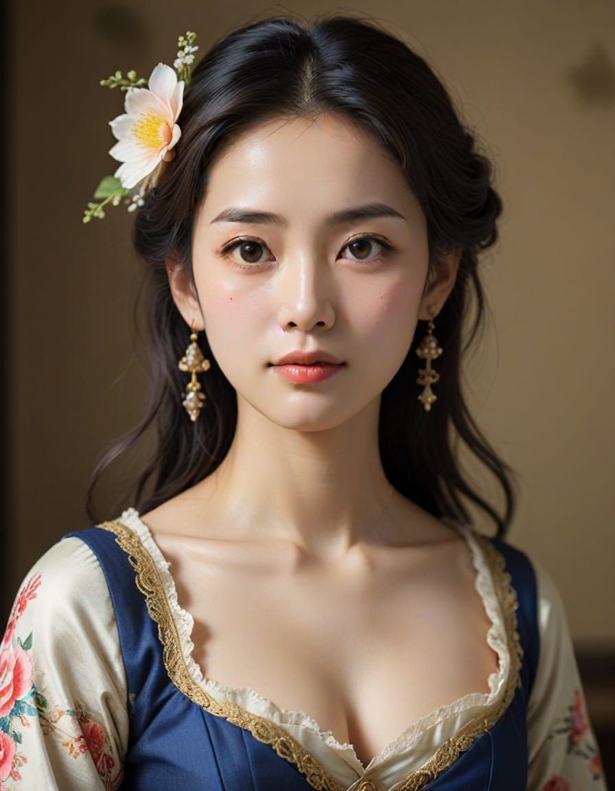 Woman in Traditional Peruvian Dress at Machu Picchu