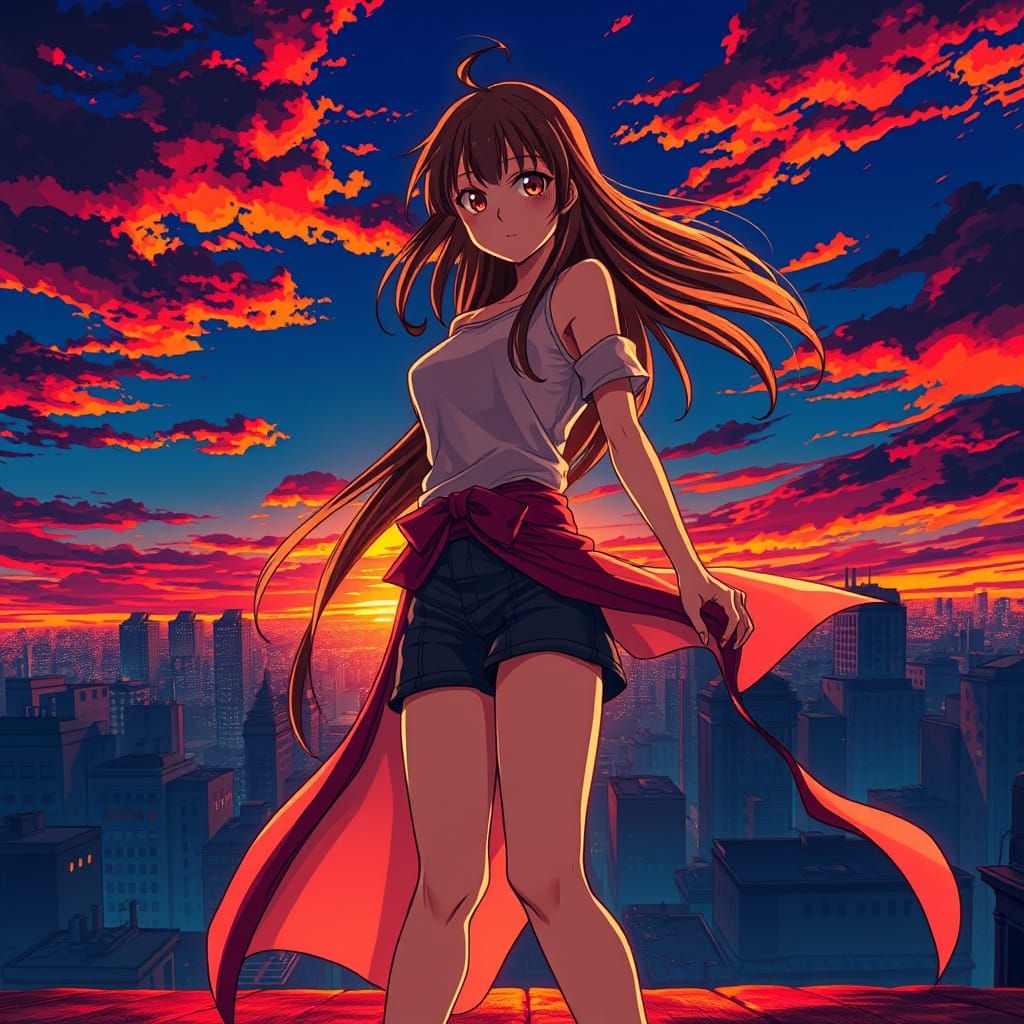 Minimalist Cityscape with Geometric Lines and Long Shadows