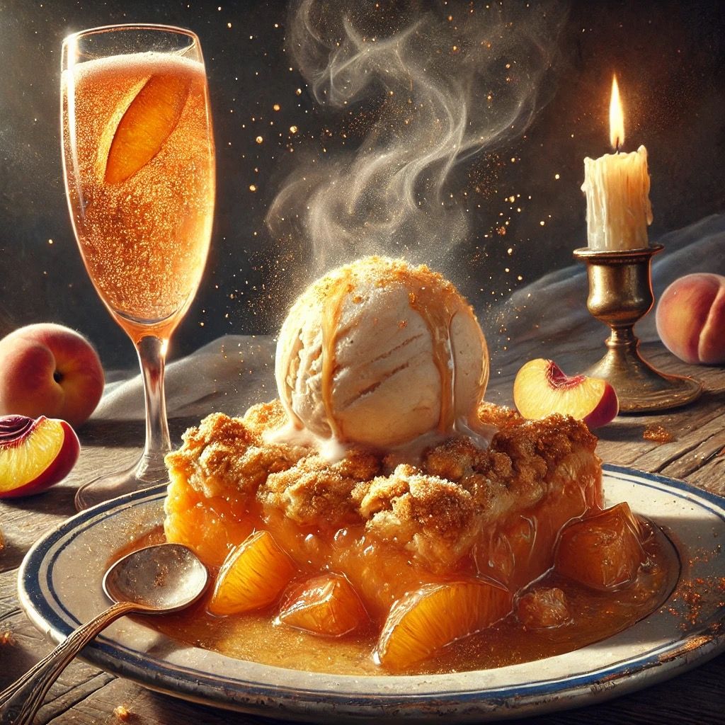 Warm Peach Cobbler à la Mode