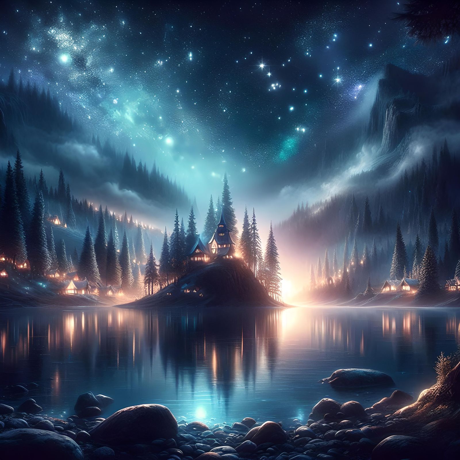 Starry Night Over the Lake