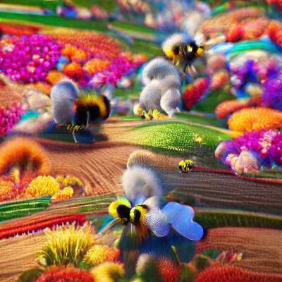 Fluffy little bees in a field of flowers 8k resolution Pixar - AI ...