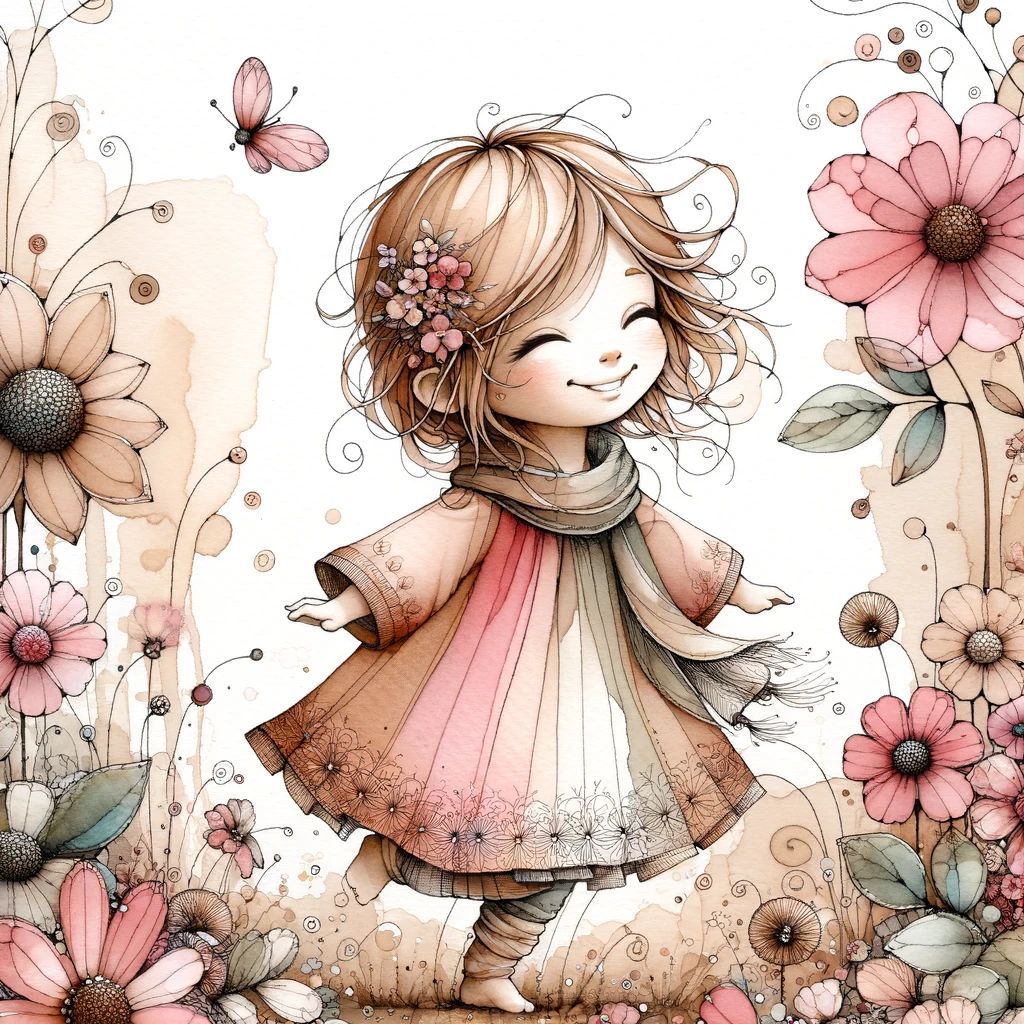 Alcohol Ink Girl in Flowers