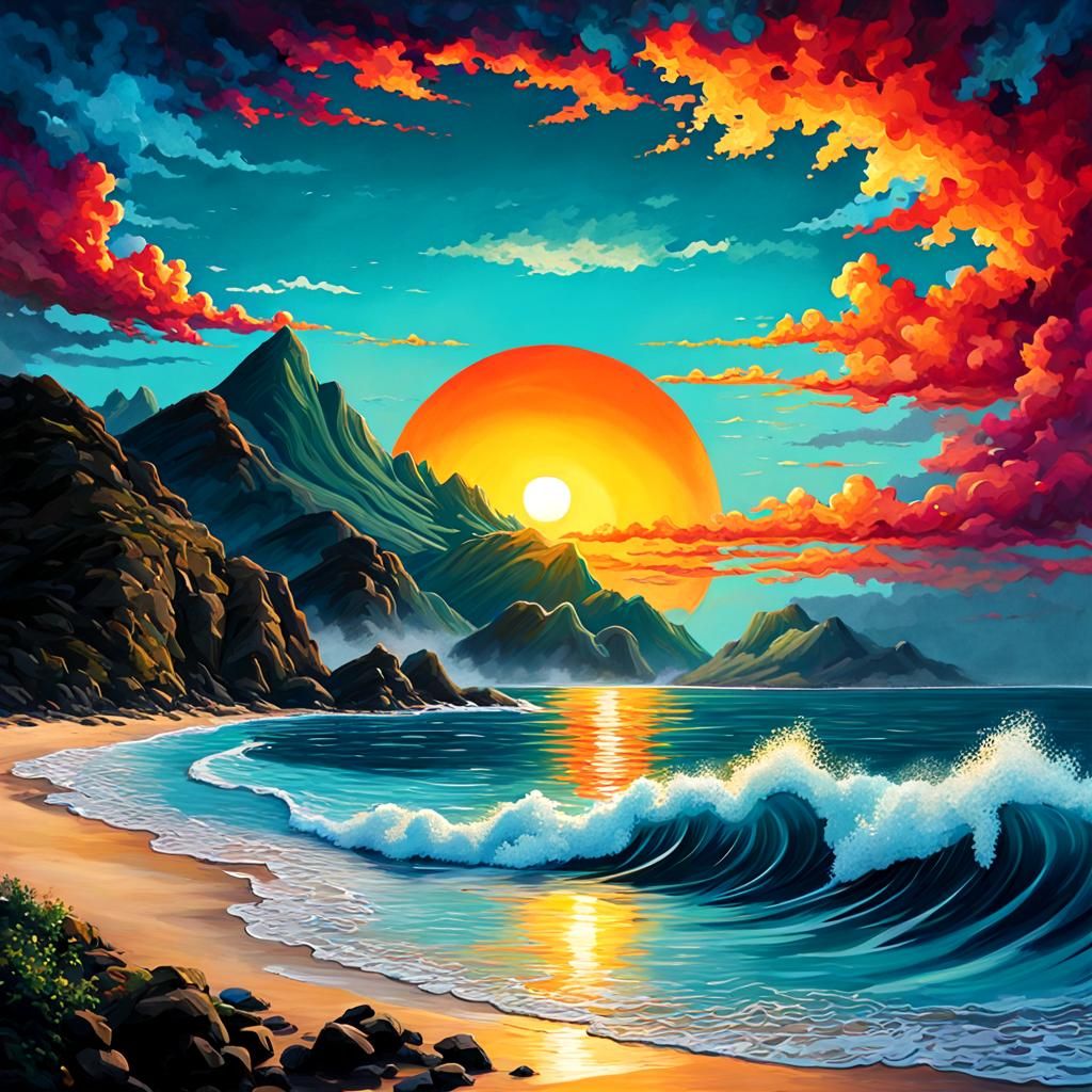 The sun rises over the ocean as the smoke drifts past your a...