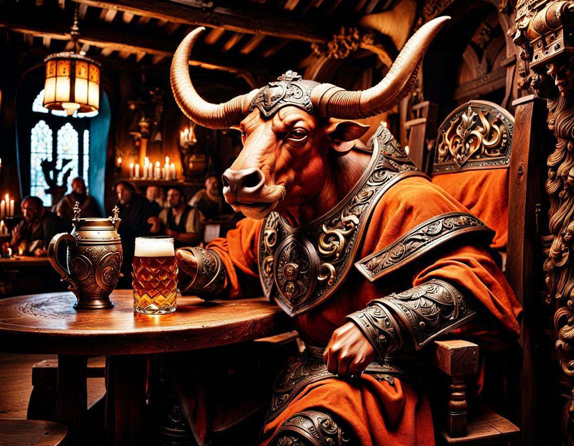Minotaur in a Bar  by @Sal Neomoons