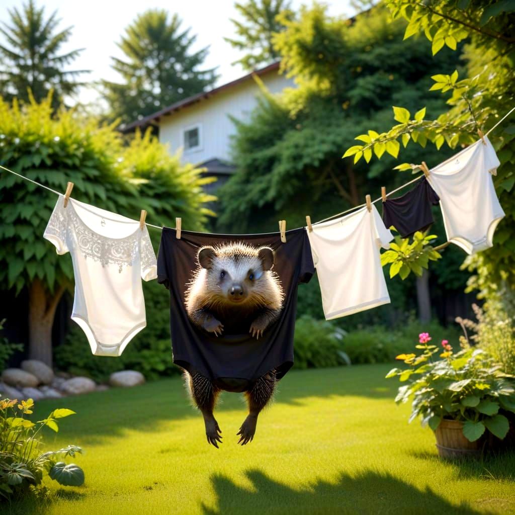 Quaint Countryside Backyard with Oversized Porcupine