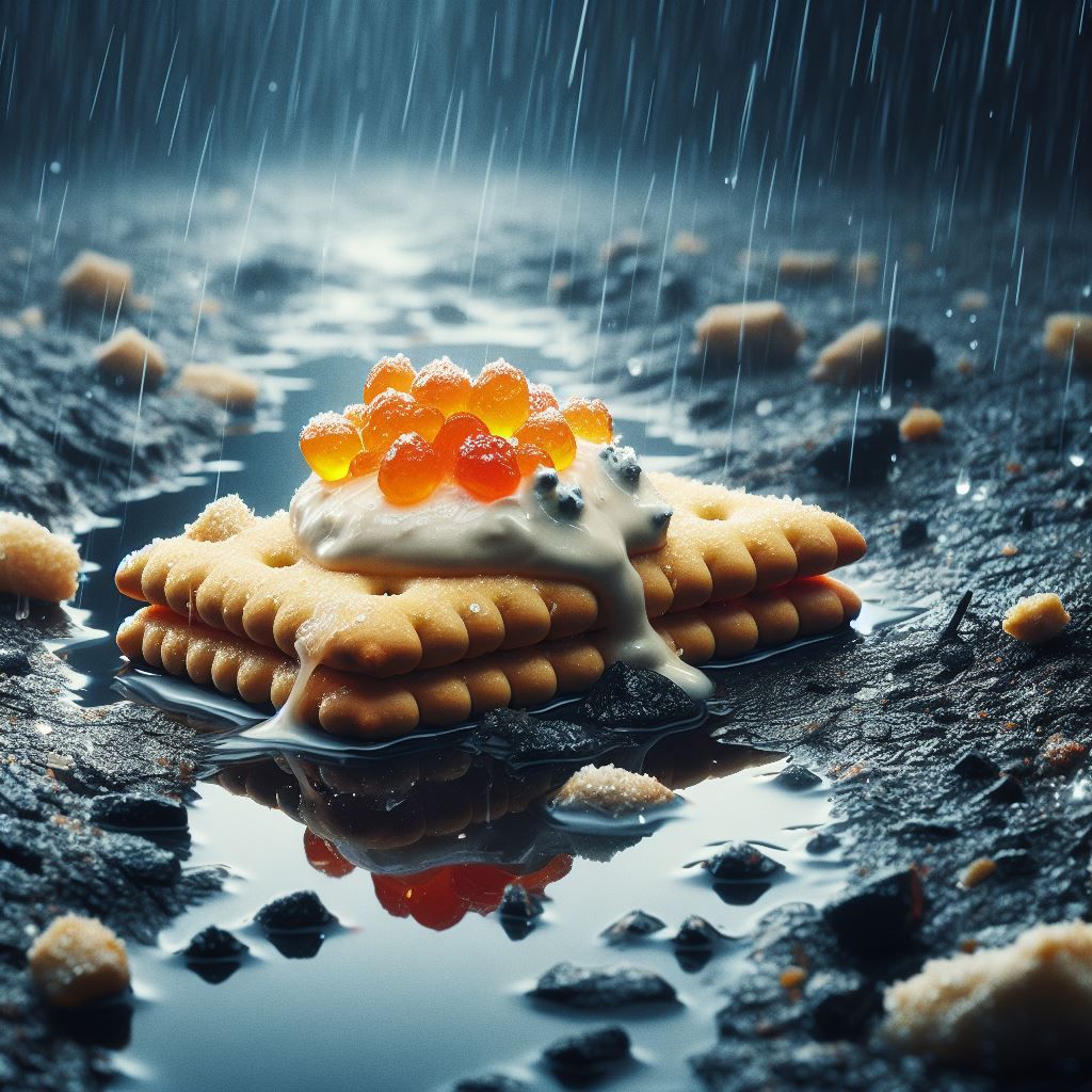 Abandoned Caviar on Cracker with Feta Cheese