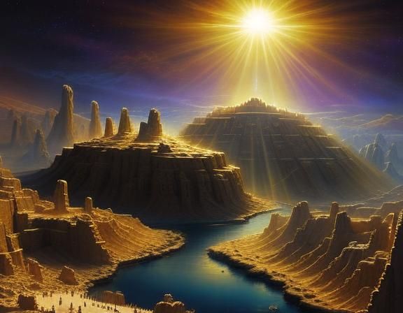 <lora:Story Illustration:1.0> Painting of a oasis in the middle of a desert, epic music album cover, dark ominous lighting, steam necropolis