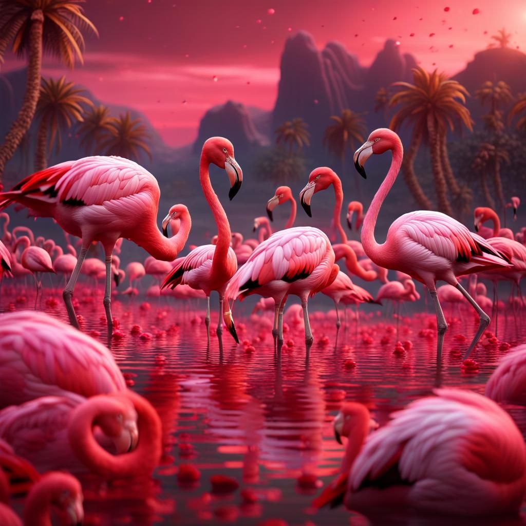 A flamboyance of flamingos, paint a stunning picture of pink...