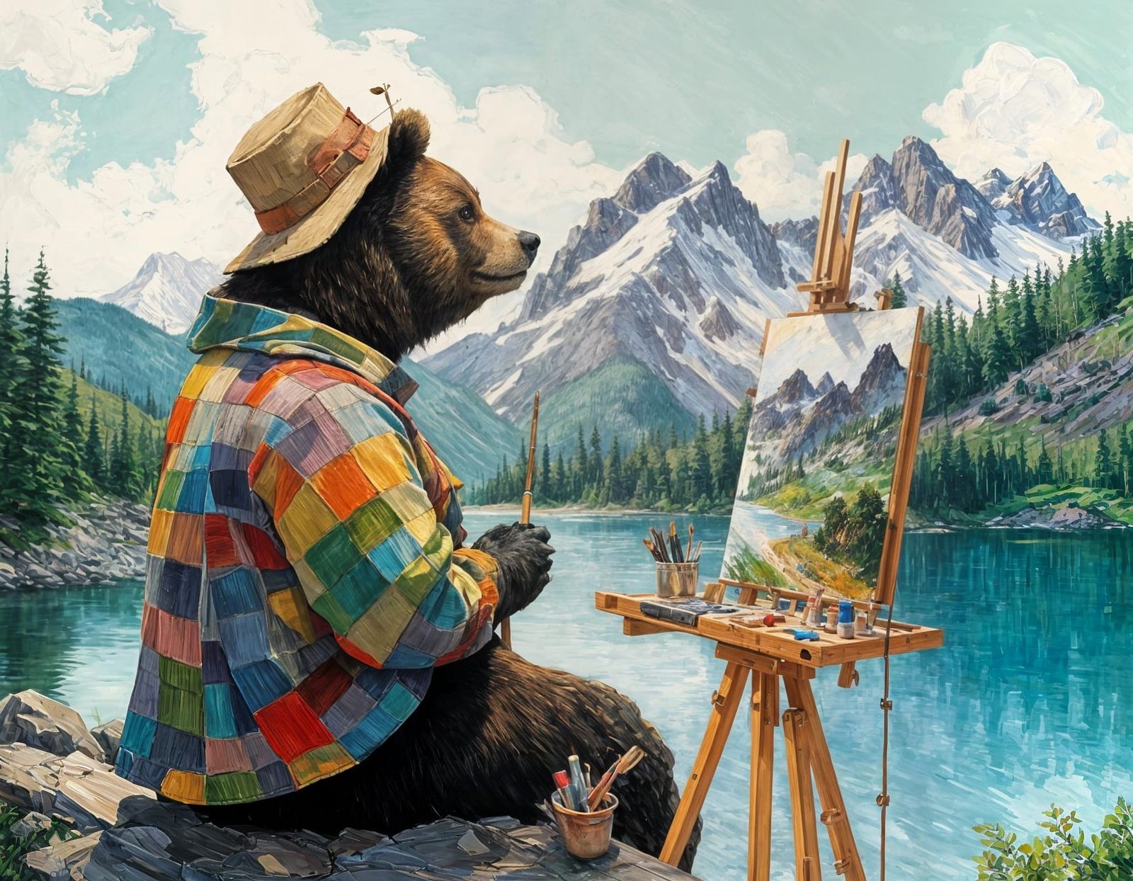 Bear painting the great outdoors  by @NillyBot