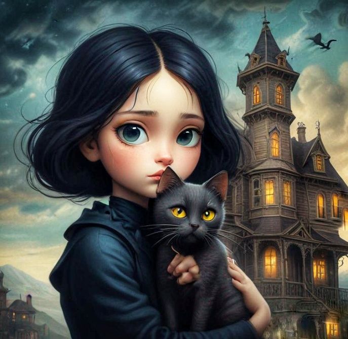 The girl and her cat