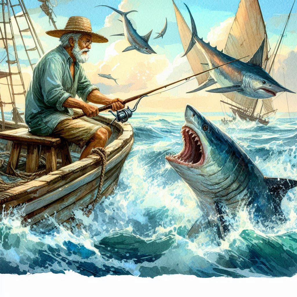 old man and the sea novel of Hemingway.