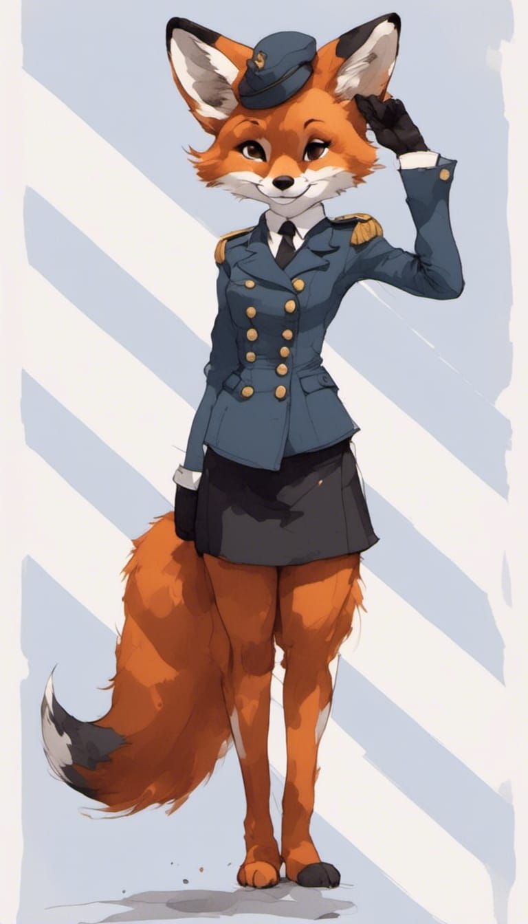 Adorable fox-girl Vixen in uniform.