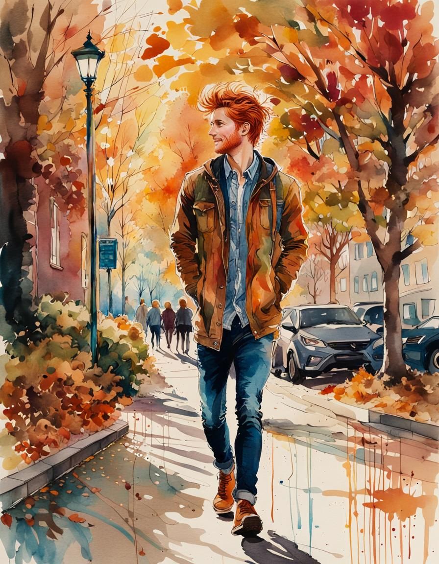 Handsome College Guy in Autumn 241007A